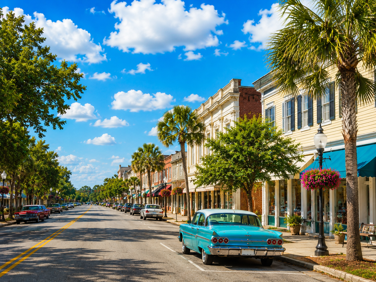 Historic town scene for Savannah on Route 17.