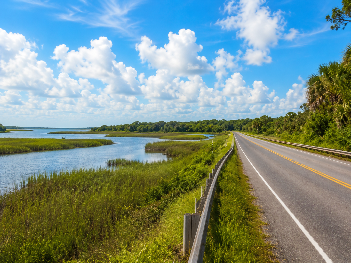 Coastal marsh scene for the Georgia stretch of Route 17.