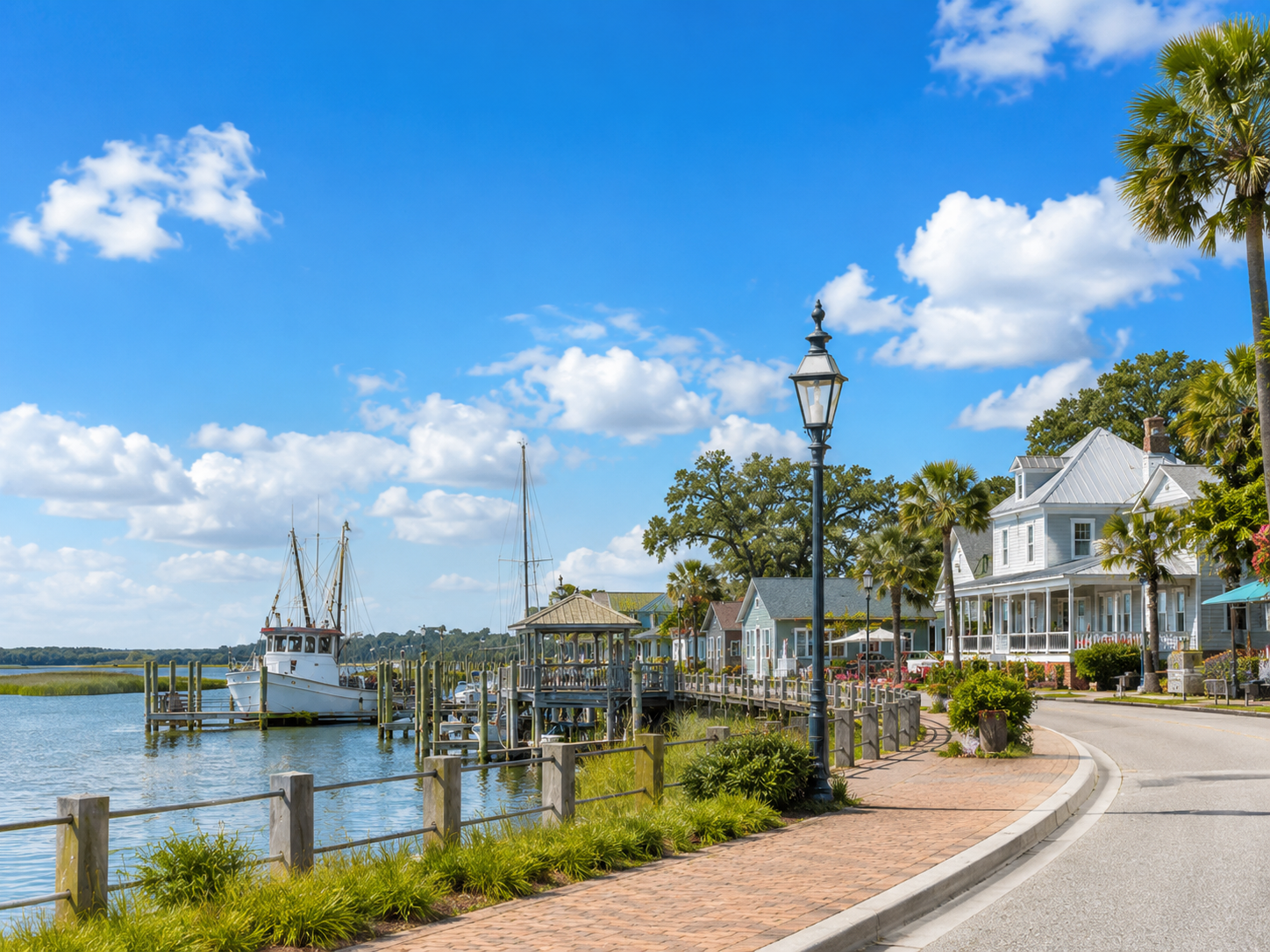 Waterfront stop scene for Brunswick on Route 17.