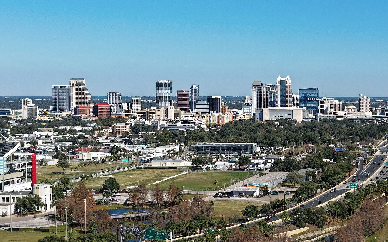 Downtown Orlando skyline in Central Florida.