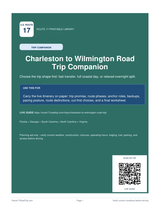 Cover preview for Charleston to Wilmington Trip Companion.