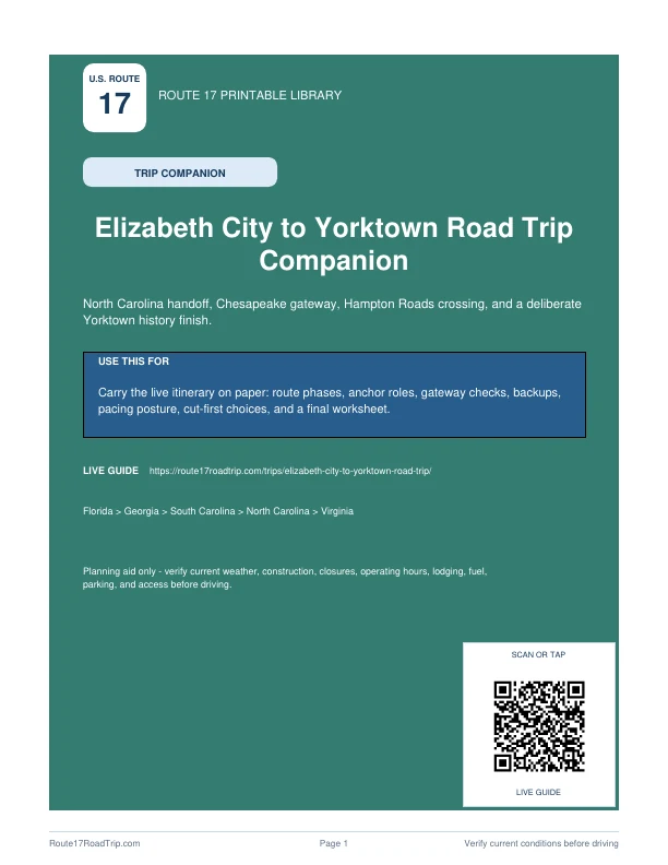 Cover preview for Elizabeth City to Yorktown Trip Companion.