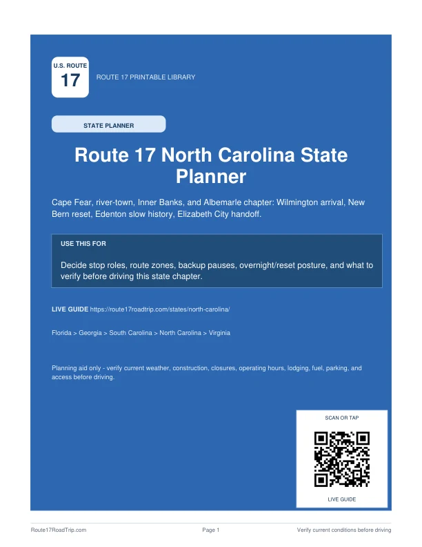 Cover preview for North Carolina Route 17 State Planner.