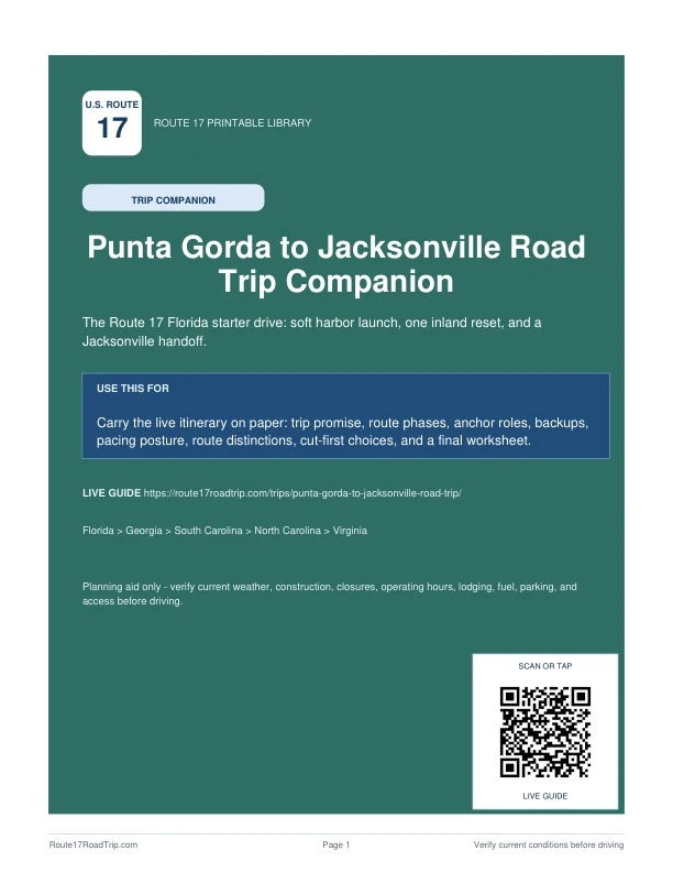 Cover preview for Punta Gorda to Jacksonville Trip Companion.
