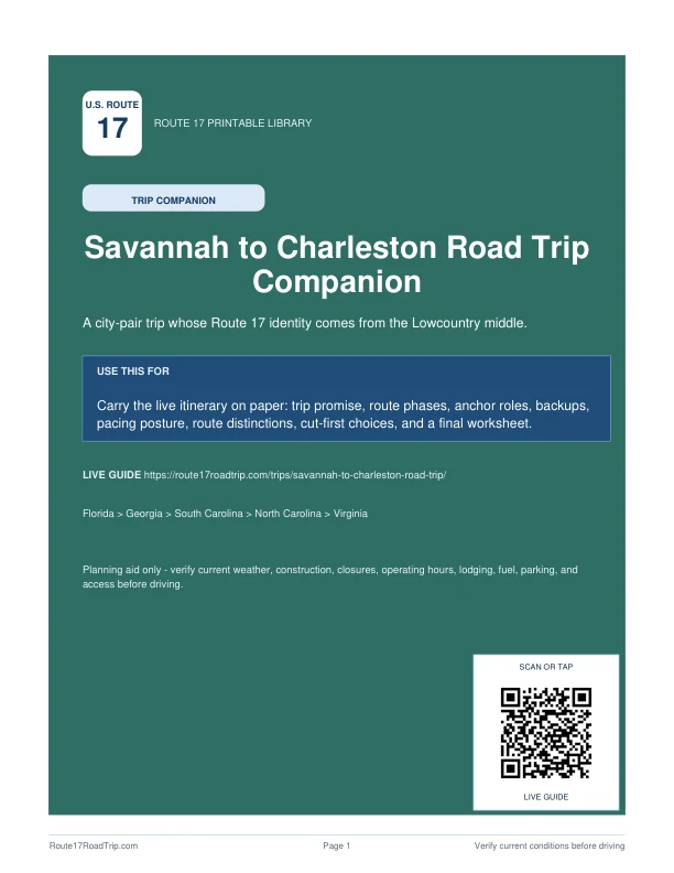 Cover preview for Savannah to Charleston Trip Companion.