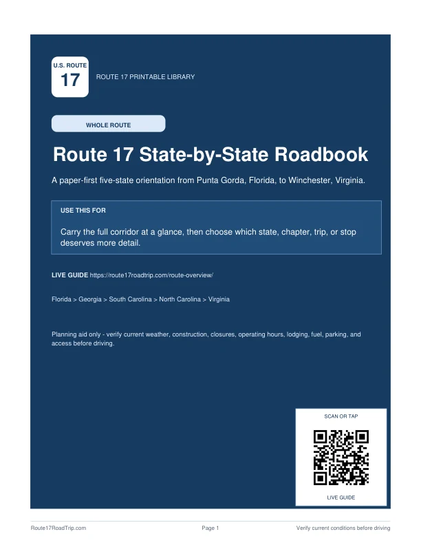 Cover preview for Route 17 State-by-State Roadbook.