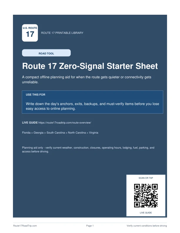 Cover preview for Route 17 Zero-Signal Starter Sheet.
